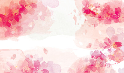 Fototapeta na wymiar 桜の水彩風　春の背景イラスト