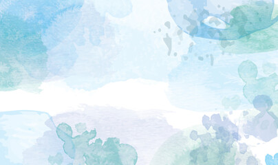 Naklejka premium 涼しげな水彩風背景イラスト 夏 水 