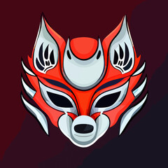 kitsume mask vector icon illustration