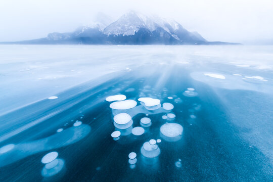 frozen lake in rocky mountain, canada