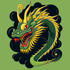 chinese dragon flat design, vector art, dragon icon