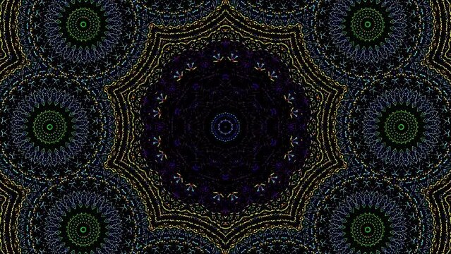 Abstract Kaleidoscope pattern with full colors. Magic mandala. 4k	