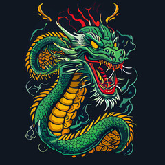 Fototapeta premium chinese dragon vector icon illustration