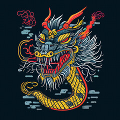 chinese dragon icon illustration