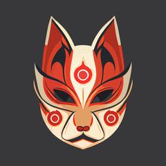 kitsume mask vector icon illustration