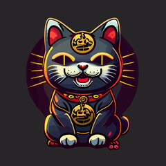 lucky cat flat design, vector art, lucky cat icon, chinese