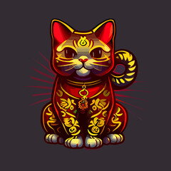 lucky cat flat design, vector art, lucky cat icon, chinese