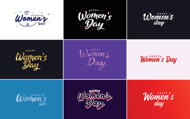 Set of Happy International Woman's Day signs and emblems vector design elements. signs. labels. and badges collection