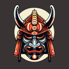 samurai mask flat design, vector art, samurai mask icon