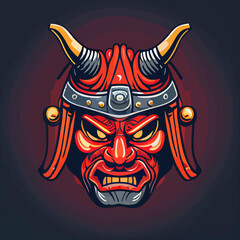 samurai mask flat design, vector art, samurai mask icon