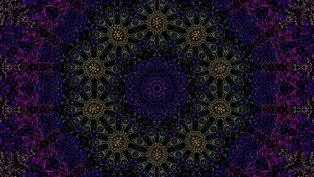 Abstract Kaleidoscope pattern with full colors. Magic mandala. 4k	