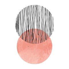 Trendy abstract watercolor and outline creative geometric minimalist artistic composition ideal for wall decoration, as postcard or brochure design, vector posters in vintage style illustration