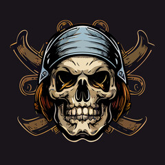 Pirate skull vector icon illustration