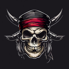 Fototapeta premium Pirate skull vector icon illustration