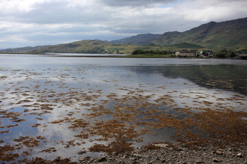 Loch long viewed from Dornie village and Eilean Donan Castle - Western Highlands - Scotland - UK