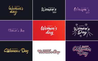Fototapeta na wymiar Abstract Happy Women's Day logo with a love vector design in pink. red. and black colors