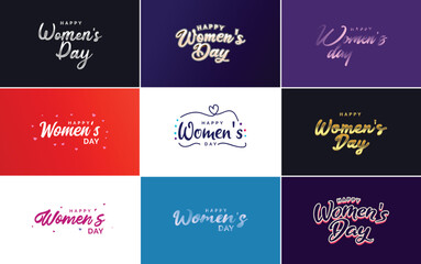 March 8th typographic design set with Happy Women's Day text