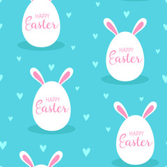easter seamless pattern with egg and rabbits ears