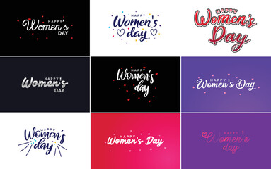 Fototapeta na wymiar Abstract Happy Women's Day logo with a love vector design in pink. purple. and black colors