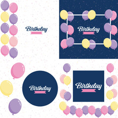Fototapeta na wymiar Happy Birthday announcement poster. flyer. and greeting card in a flat style