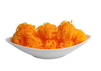 Sweet egg floss dry sweet egg floss desert traditional dessert in thai name of Foi Thong
