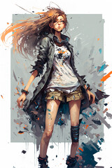 anime girl dressing modern and trendy