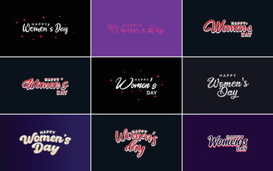 Fototapeta na wymiar Happy Women's Day typography design with a pastel color scheme and a geometric shape vector illustration