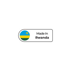 Made in Rwanda png label design with flag and text