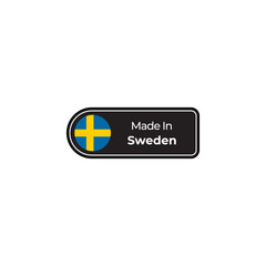 Made in Sweden black label design with the national flag