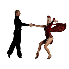 Fototapeta na wymiar latino dance couple in action dancing a passionate dance isolated with no background png