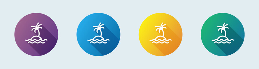 Island line icon in flat design style. Tropical signs vector illustration.