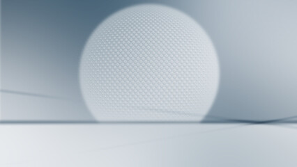 Futuristic interior background with 3d halftone ball light and shadow effect. Gray and white scene to diplay product design.