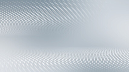 Futuristic halftone interior background with dots light and shadow effect. Gray and white perspective design.