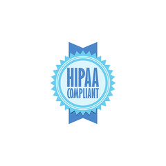 Health Insurance Portability and Accountability Act. HIPAA badge flat icon isolated on white background
