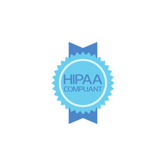 Health Insurance Portability and Accountability Act. HIPAA badge flat icon isolated on white background