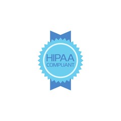 Health Insurance Portability and Accountability Act. HIPAA badge flat icon isolated on white background