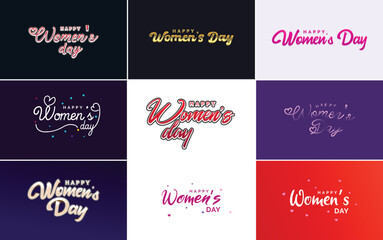 Fototapeta na wymiar Abstract Happy Women's Day logo with love vector logo design in pink. red. and black colors