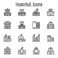 Fototapeta premium Hospital line icon set