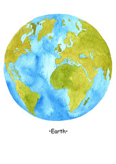 Earth. Poster Solar System. Watercolour Planet