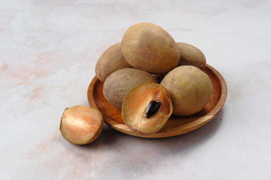 Buah sawo or Manilkara zapota, commonly known as sapodilla, sapota, chikoo, chico, naseberry, or nispero 