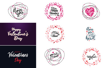 Happy Valentine's Day typography design with a heart-shaped balloon and a gradient color scheme