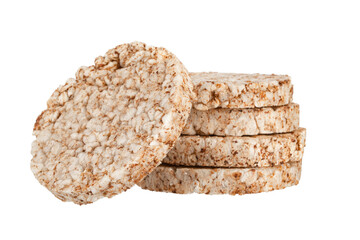 dietary bread crackers made of buckwheat flakes, isolated
