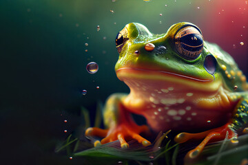 portrait of tree frog macro. Generative Ai