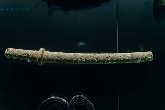 Antique Ottoman Sword from weapons collection in Istanbul Topkapi Palace. turkey - sep 2022