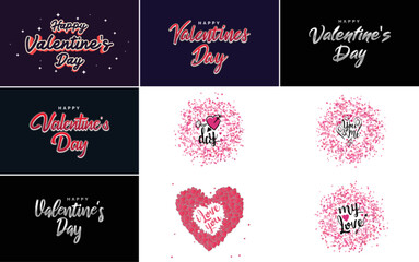 Fototapeta na wymiar Happy Valentine's Day banner template with a romantic theme and a pink and red color scheme