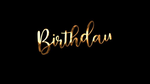 Happy 60th Birthday handwritten animated in gold color on black background. easy to put into any video. Good for birthday card element. 4k video birthday card.