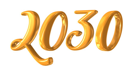 Number 3D Gold Happy New Year