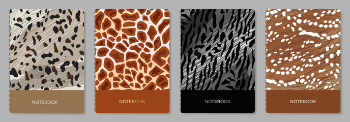 Cover page templates. Vector Animals skin prints. 