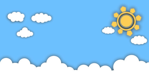 Blue sky and clouds vector background.
