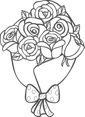 cute minimal  Roses flower outline doodle hand drawing 